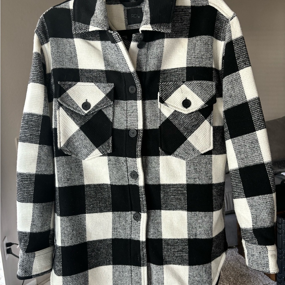 Black and White Plaid Button-Up Shirt